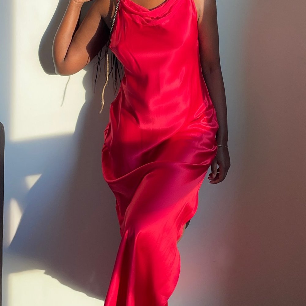 Vintage 90s RARE Lipstick Red Pure Silk Slip